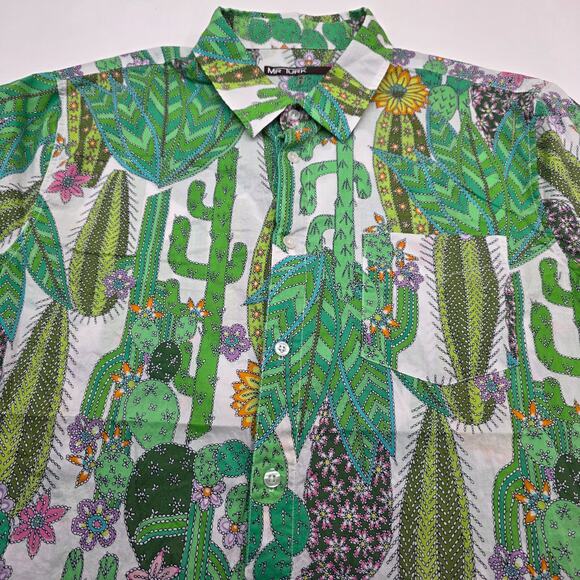 Mr Turk Cactus AOP Desert Short Sleeve Button Shirt Men XL Organic Cotton - Picture 6 of 8